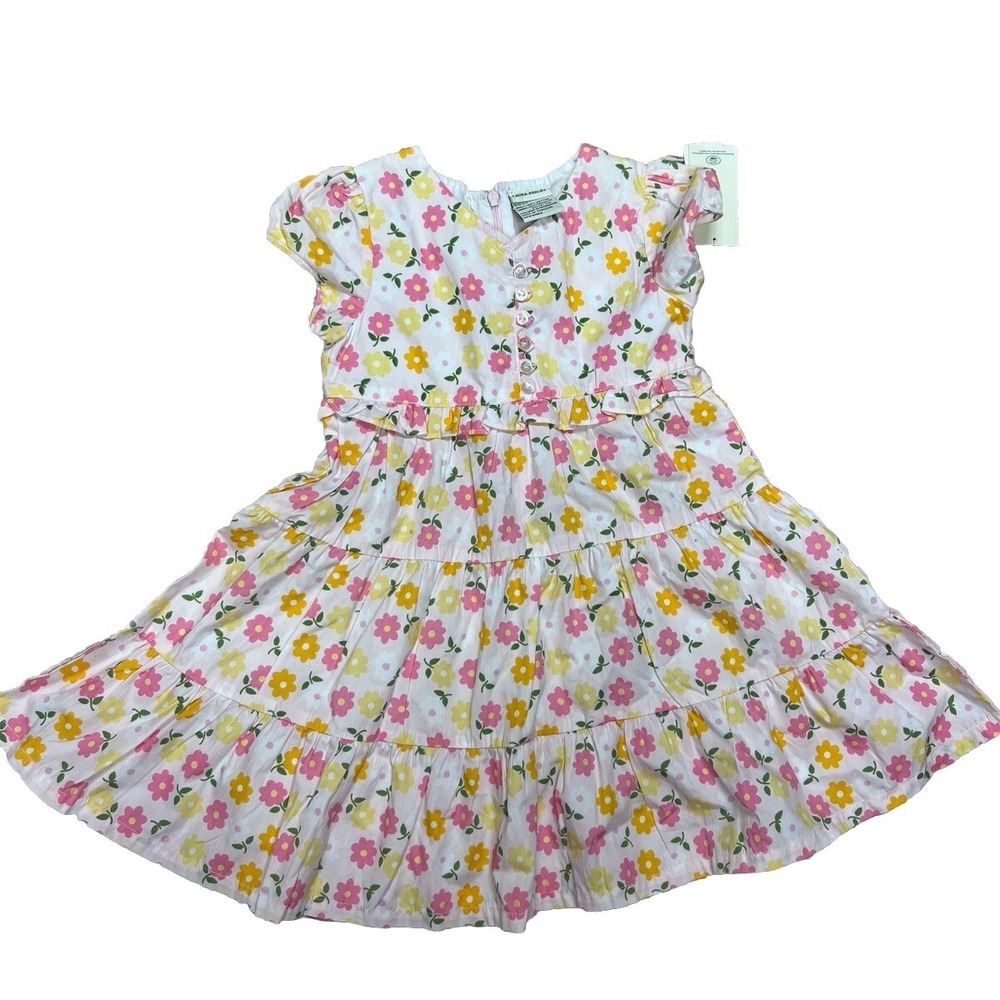 Laura Ashley 3T Girls Toddler Dress Multicolor Floral Tiered Sleeveless Buttons